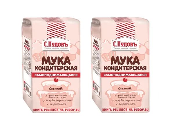 Мука кондитерская С.Пудовъ самоподнимающаяся, 1 кг 2шт.