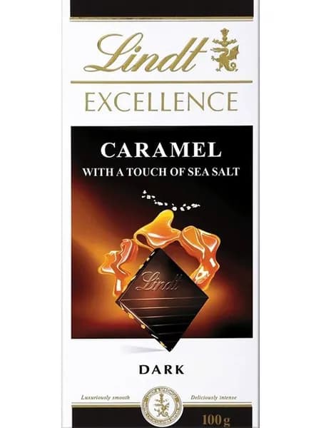 Lindt Excellence темный шоколад с карамелью и морской солью, 100 г
