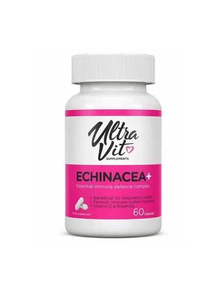 Ultravit Эхинацея + Витамин C + экстракт Шиповника Echinacea + 60 капсул, / Антиоксидант для иммунитета и здоровья дыхательной системы
