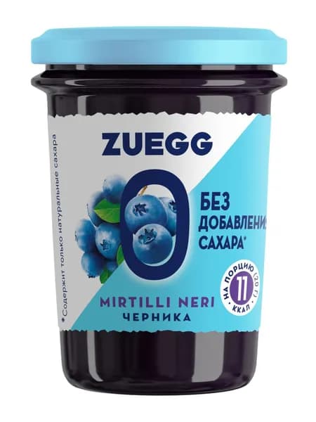Джем Zuegg Черника конфитюр с пониженной калорийностью без сахара, 220 г