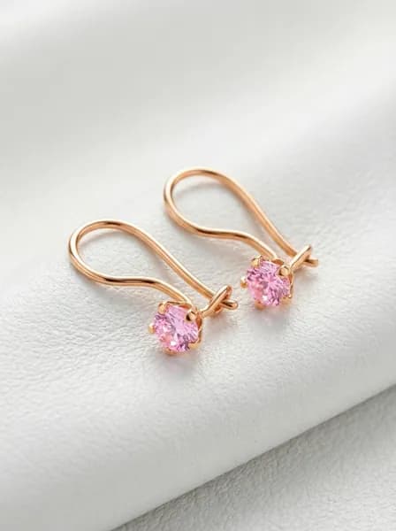 Серьги детские серебро 925 позолоченные с фианитом Серебро Костромы
