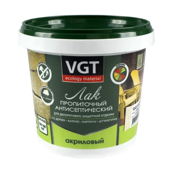 Лак пропиточный VGT антисептический, акриловый, белый, 0.9 кг