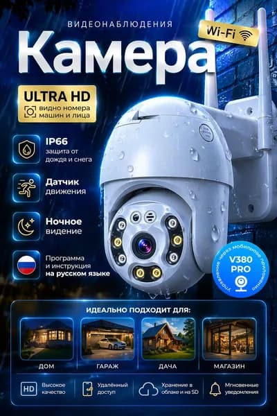 Камера видеонаблюдения поворотная wifi белая