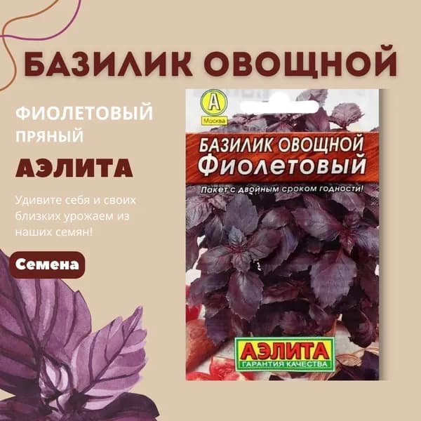 Базилик овощной Фиолетовый, семена Аэлита 0,2г