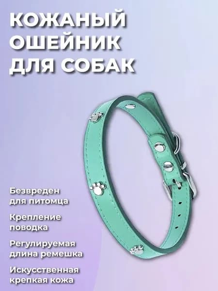 Ошейник для кошек, котов, котят, собак мелких пород, щенков, искуственная кожа, черный