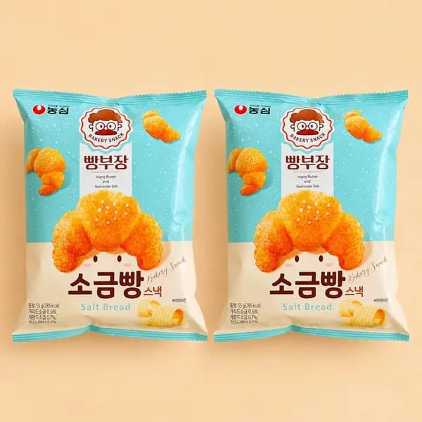 Снек в форме круассана Nongshim, вкус сливочного масла и морской соли, Корея, 110 г, 2 шт