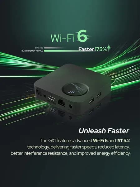 Homatics Медиаплеер Смарт ТВ приставка RockTek GX1 4Гб/32Гб Другая, 4 ГБ/32 ГБ, Bluetooth, Wi-Fi, черно-серый
