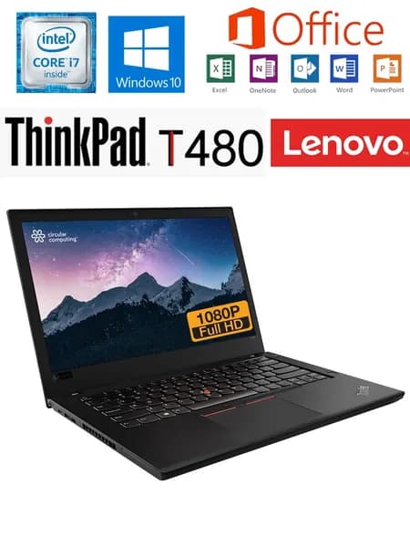 Lenovo T480 Ноутбук 14.1", Intel Core i5-8250U, RAM 16 ГБ, SSD 512 ГБ, Intel UHD Graphics 620, Windows Pro, (ThinkPad T480), черный, Русская раскладка