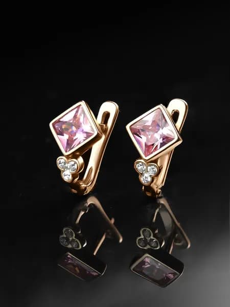 Серьги квадраты серебро 925 с фианитами