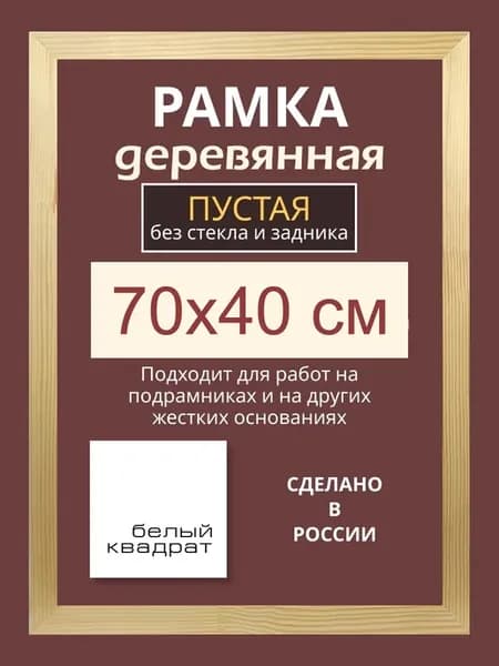 Багетная рама 70х40 см из Дерева - пустая, с подвесном