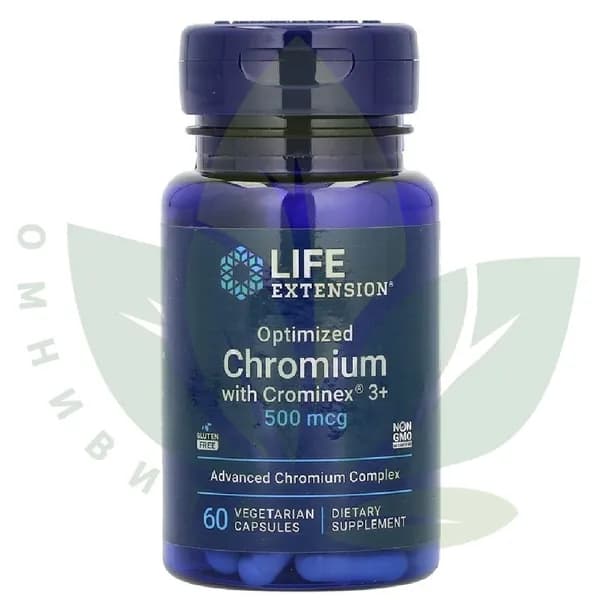 Оптимизированный хром с Crominex 3+, 500 мкг, 60 вегетарианских капсул