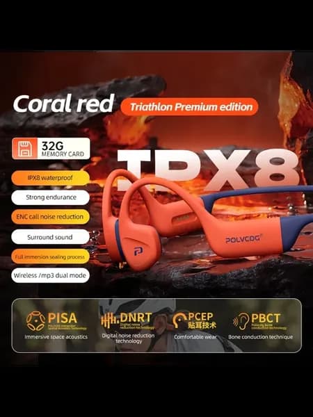 TPX8 Coral Red наушники с костной проводимостью