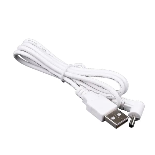 (1 шт.) Кабель питания USB-A to DC 3.5*1.35 мм, Г-образный штекер, 1 м, белый