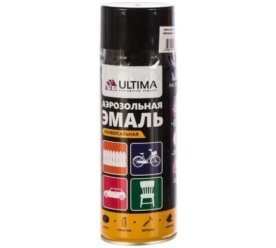 ULTIMA Аэрозольная краска, Матовое покрытие, 0.52 л, 0.37 кг, черный матовый