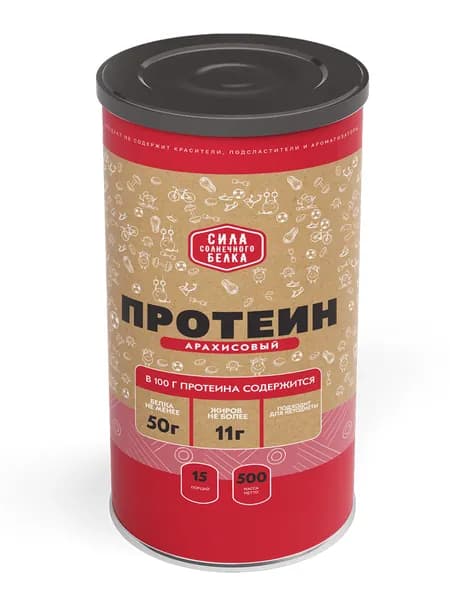 Арахисовый протеин, 500г, спортивное питание Сила солнечного белка