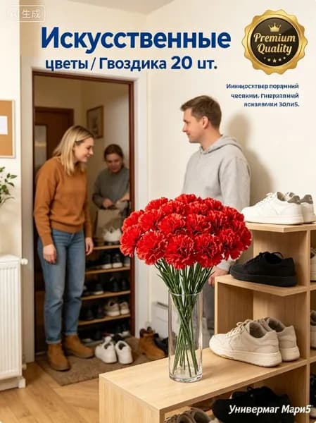 Искусственные цветы / Гвоздика 20 шт / Букет цветов