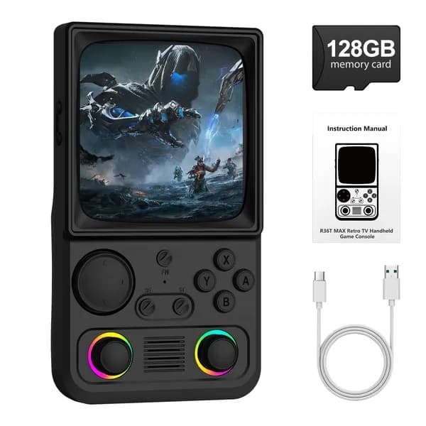 AISLPC R36T Max реtro портативная игровая консоль 128G поддерживает WiFi мультиплеер, с 25 эмуляторов 21000+ игр,черный