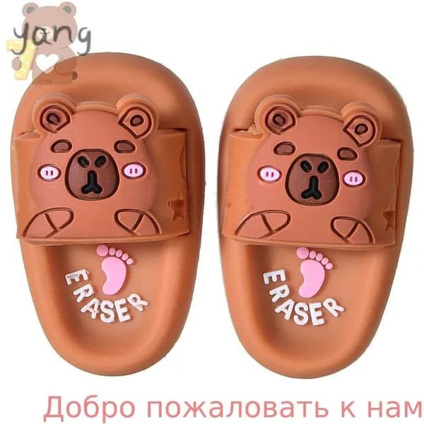 Милый ластик в виде тапочек Кроми из Sanrio, креативная канцелярская принадлежность для детей / Cute Sanrio Kuromi Slipper Sha