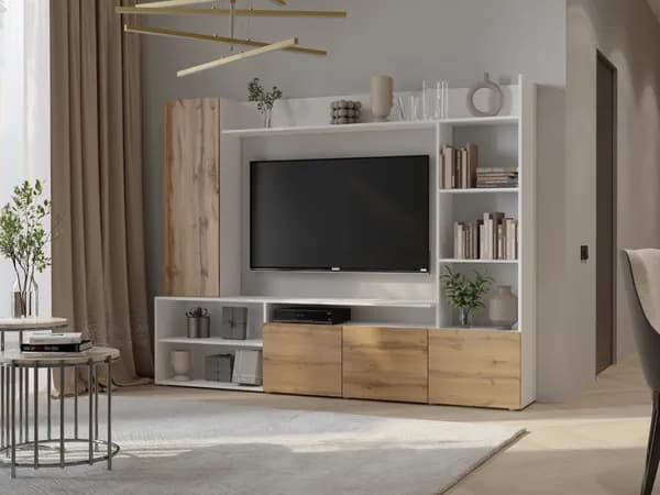 Гостиная стенка "Луна" белый/вотан 2246х1741х369 ChairCharm