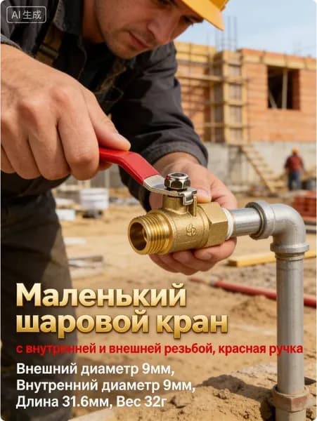 Кран шаровой, внутренняя/наружная резьба , ручка