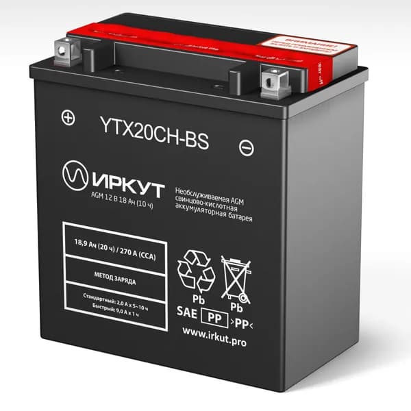 Мото аккумулятор ИРКУТ YTX20CH-BS