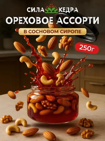 СИЛА КЕДРА, Ореховое ассорти в сосновом сиропе, 250 гр