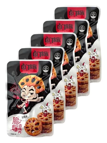 Корень лотоса хрустящие ломтики острые вкус черной утки 5 шт х 26 гр / черная