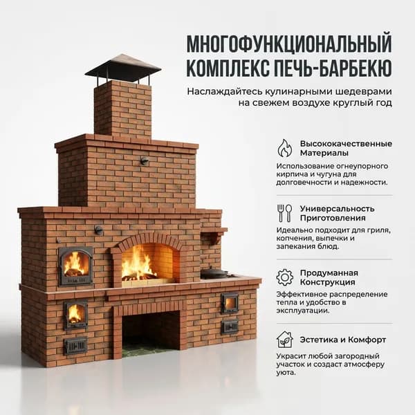 Проект "Аракс" барбекю комплекс с духовкой и печью под казан для сборки своими руками.