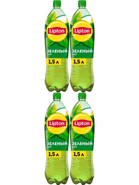 Холодный чай Lipton зеленый 1,5 л, комплект: 4 упаковки по 1.5 л