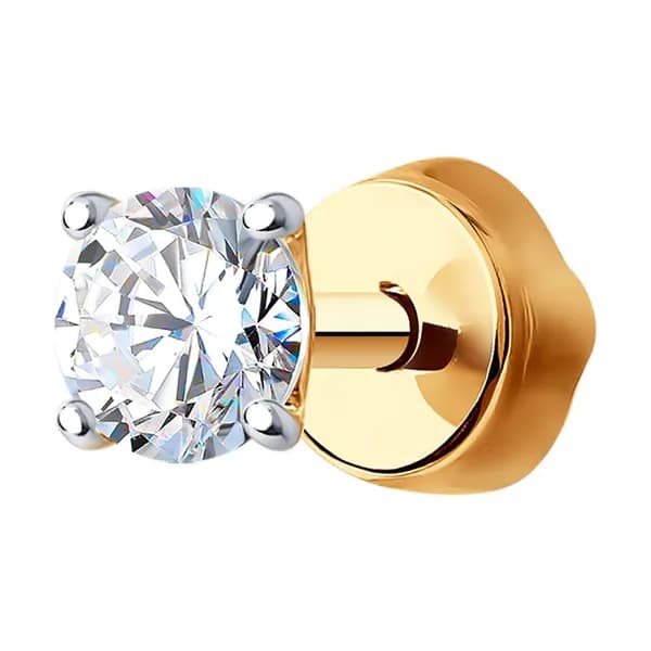Одиночная серьга из золота DIAMANT-ONLINE с фианитом 585 пробы