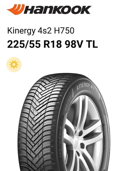 Шины летние 225 55 R18 98V TL Kinergy 4s2 H750