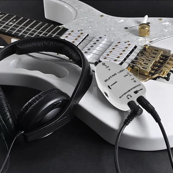 USB-звуковой интерфейс для гитары с эффектами, белый, 16 бит, 44.1/48 кГц