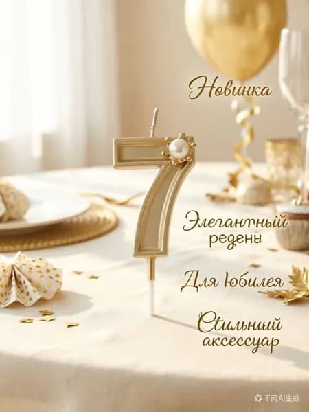 Свечи для торта цифра 7, 5.5 см х 2.5 см, 1 шт