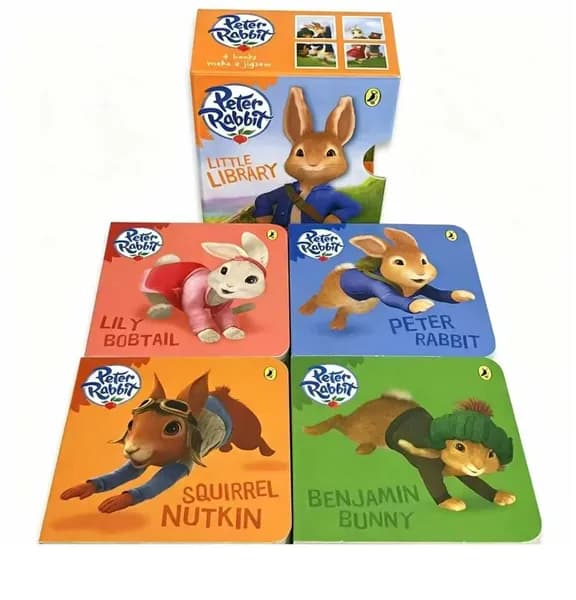 Детский набор картонных книг Peter Rabbit Little Library, 4 книги в подарочной коробке