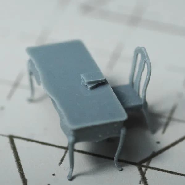 Сборная модель 1/48: Комплект офисного стола и стула