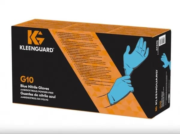 Перчатки нитриловые лабораторные KleenGuard G10 Blue Nitrile, цвет: голубой, размер: S (7), 100 шт. (50 пар), 12 грамм пара, арт. 57371