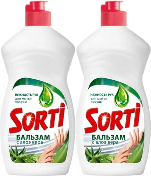 Бальзам Sorti с Алоэ-Вера для мытья посуды 450 мл, комплект: 2 упаковки по 450 мл