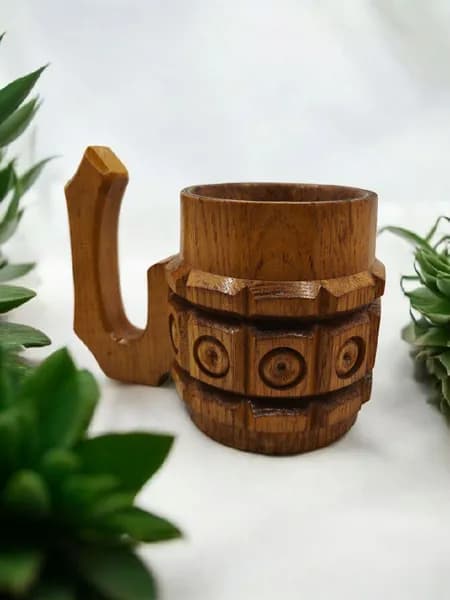 Винтажная пивная декоративная кружка, СССР. Высота 12,5 см. Массив дерева