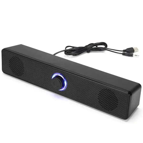 USB-звуковая панель для ПК и телевизора, проводная с входом AUX / портативная, прочный пластиковый корпус.