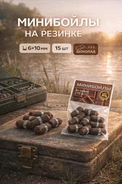 Бойлы мини на резинке "Шоколад", 6*10 мм, 15 шт - карповая насадка на волос, готовые бойлы для фидера и карпа