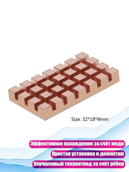 Теплоотвод для M.2 NVMe SSD, Синий