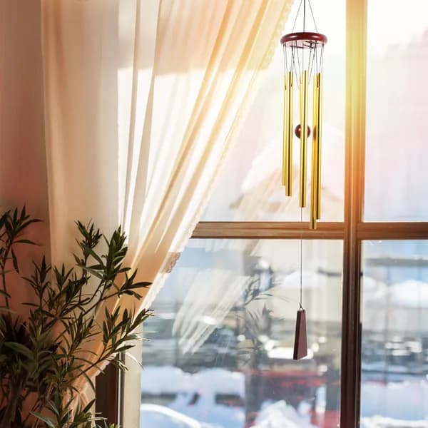 Золотой Wind Chime, Из Дерева И Алюминия, Для Уличного Декора, 1 Штука