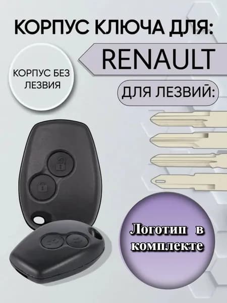 Корпус ключа зажигания автомобиля 2 кнопки для Рено / Renault без лезвия