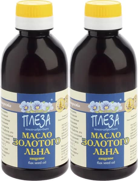 Масло льняное ПЛЕЗА, Золотого льна, холодного отжима, набор 2 х 250 мл
