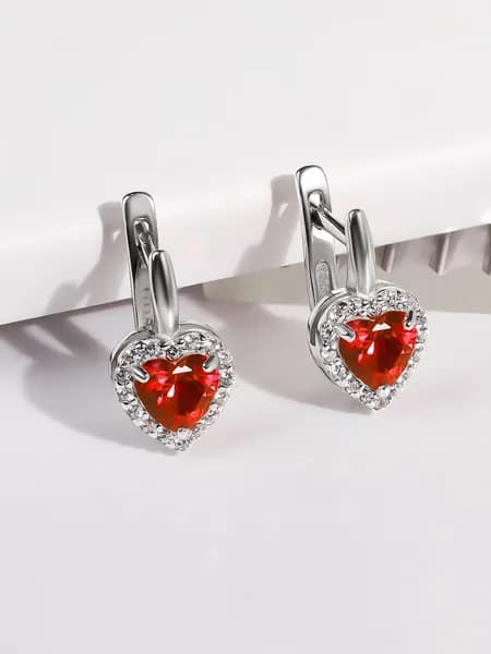 Серьги сердечки серебро 925 пробы