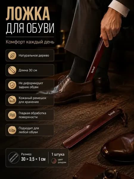 Ложка для обуви деревянная 30см