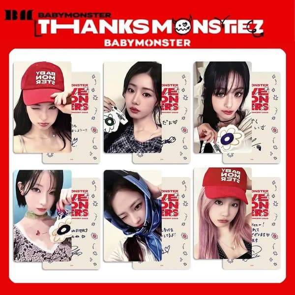 Карточки BABYMONSTER k-pop карточки коллекционные THANKS MONSTIEZ кпоп карты 54 * 86 мм 6 шт