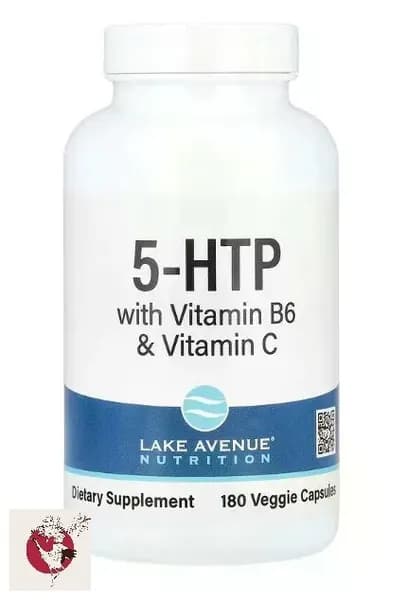 5-HTP гидрокситриптофан с витаминами B6 и C, 180 растительных капсул Lake Avenue Nutrition