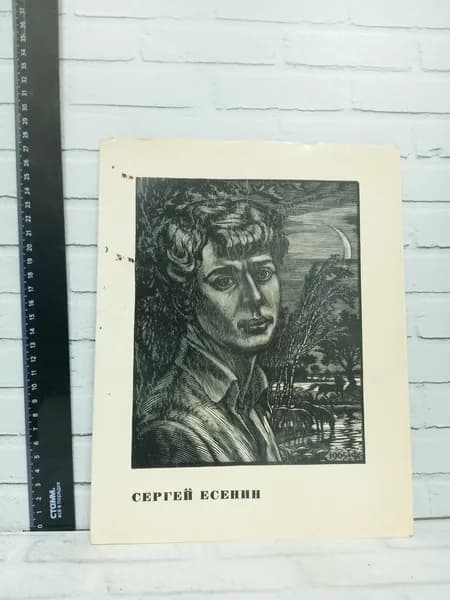 Канцелярия антикварная винтажная Набор из 11 открыток Сергей Есенин Гравюры Константинова