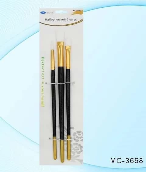 Набор кистей Basir 3шт. нейлон, круглые и плоские (MC-3668)